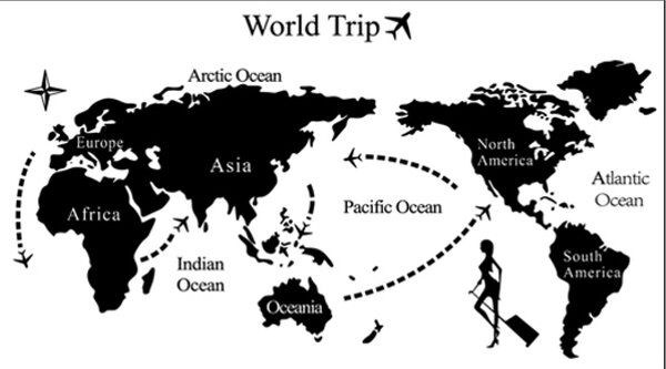 Živá Zeď Samolepka Mapa Cesta kolem světa