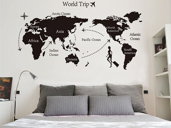 Živá Zeď Samolepka Mapa Cesta kolem světa