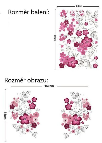 Živá Zeď Samolepka Růžové květy
