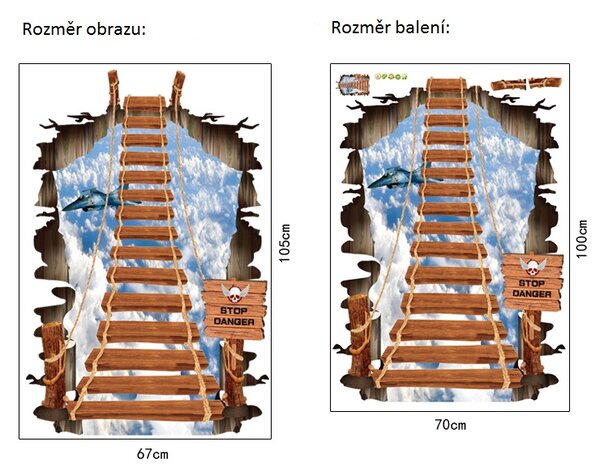 Živá Zeď Samolepka 3D Lávka v oblacích
