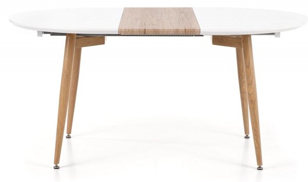 Jídelní kulatý rozkládací stůl EDWARD – 120x100x75 (+80), dub sonoma, bílá