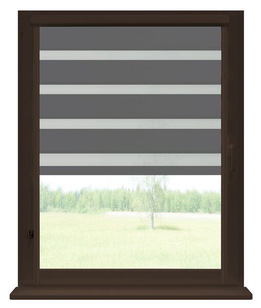 Dekodum Roleta den a noc v hnědé kazetě zatemňovací, barva látky Grafitová Šířka (cm): 30, Výška (cm): Standardní (do 150 cm), Strana mechanismu: Levá