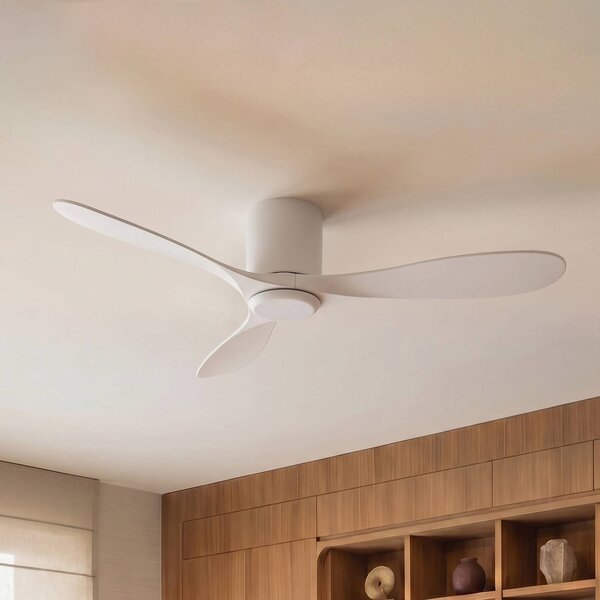 Lucande Stropní ventilátor Solenus, bílý, Ø 134 cm, tichý, Bílá / opál, Obývací pokoj / jídelna, Plast, Moderní