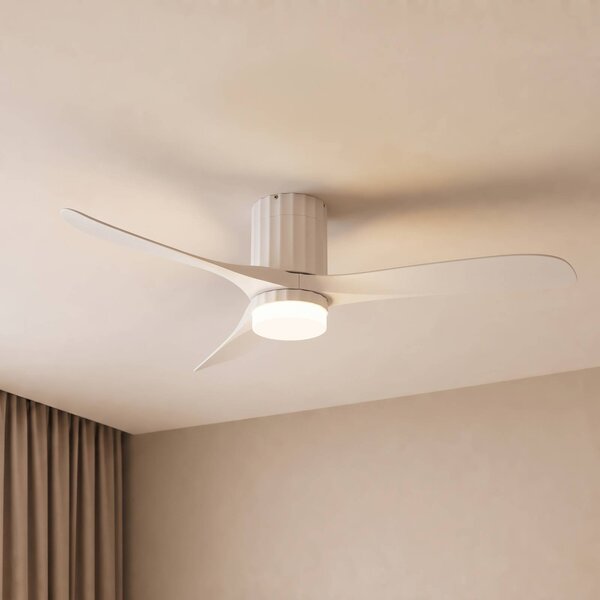 Lucande Stropní ventilátor LED Novri, bílý, Ø 132 cm,, Bílá / opál, Obývací pokoj / jídelna, Moderní