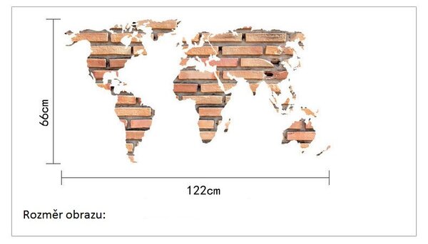Živá Zeď Samolepka Mapa světa z cihel