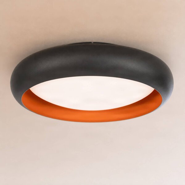 Lindby LED stropní svítidlo Serava, černé, Ø 60 cm, stmívatelné, stmívatelný, Černá, Obývací pokoj / jídelna, Plast, Moderní