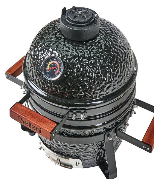 Mini gril na dřevěné uhlí KAMADO Keramika Černá