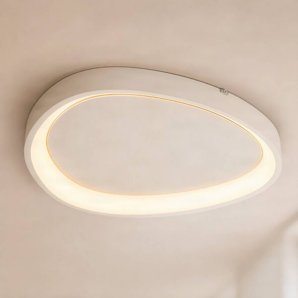 Lindby LED stropní svítidlo Triangulo, bílé, 42 cm, stmívatelné v 3 stupních, stmívatelný, Bílá / opál, Obývací pokoj / jídelna, Plast, Moderní