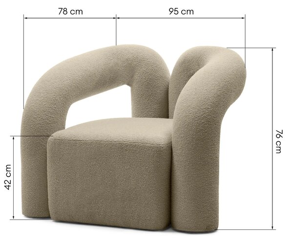 Hector Designové křeslo Merry bouclé hnědé