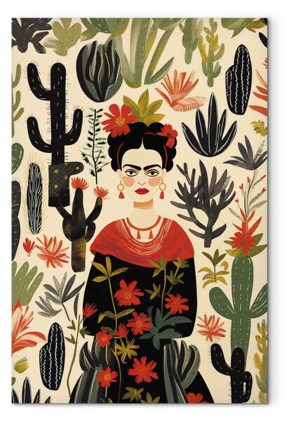 Obraz Frida Kahlo - Portrait of the Artist Amid Desert Flora Full of Cacti