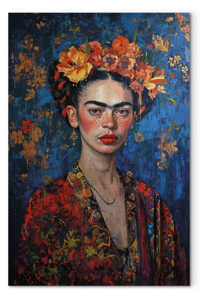 Obraz Portrait of Frida - Klimt-Style Composition on a Dark Blue Background