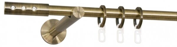 Kovové garnýže Regent 16 mm Mod., R., Barva Starožitná mosaz, Provedení Jednoduché, Uchycení látky na tunýlek (bez kroužků), Délka 180 cm