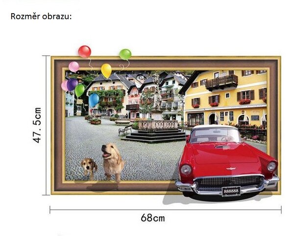 Živá Zeď Samolepka 3D Auto v obraze