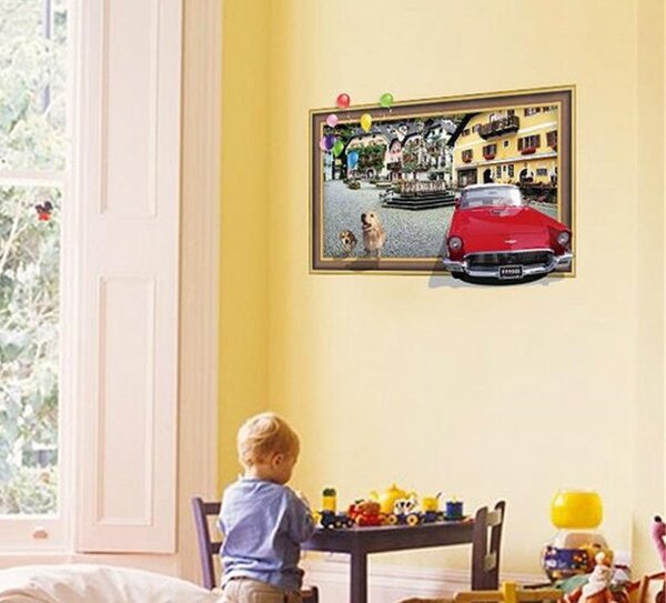 Živá Zeď Samolepka 3D Auto v obraze