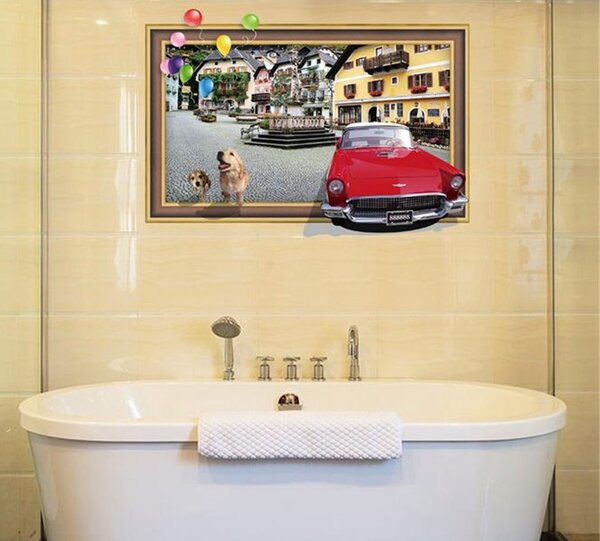 Živá Zeď Samolepka 3D Auto v obraze