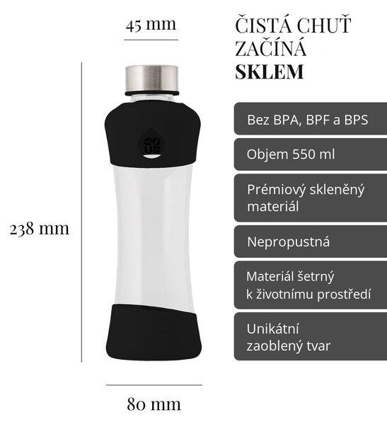 Skleněná lahev EQUA Active Black 550 ml