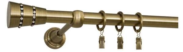 Kovové garnýže Jonker 19 mm El., R., Délka 160 cm, Barva Starožitná mosaz, Provedení Jednoduché, Uchycení látky na tunýlek (bez kroužků)