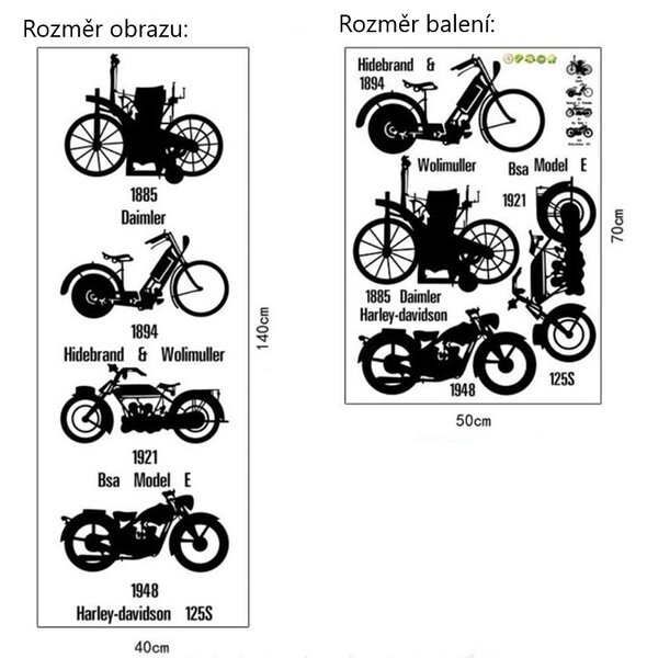 Živá Zeď Samolepka Retro Motorky