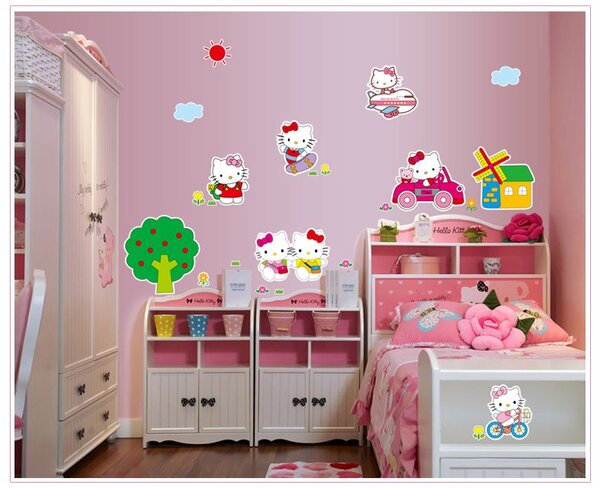 Živá Zeď Samolepka Hello Kitty na výletě
