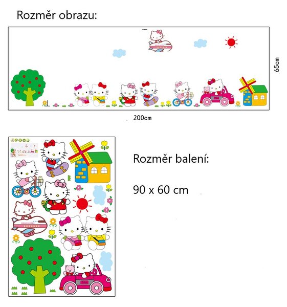Živá Zeď Samolepka Hello Kitty na výletě