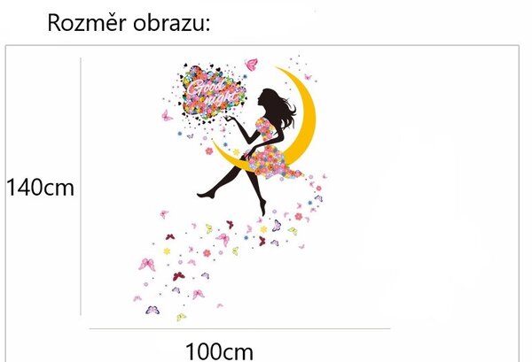 Živá Zeď Samolepka Dívka sedící na Měsíci