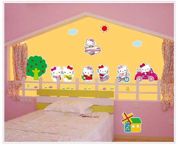 Živá Zeď Samolepka Hello Kitty na výletě