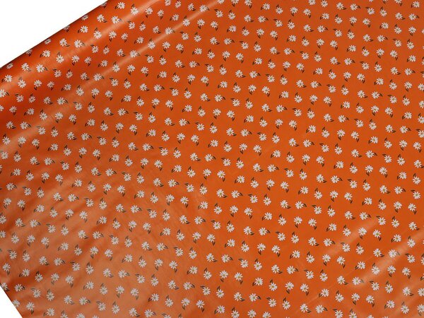 Ubrusovina PVC s textilním podkladem - 59 oranžová květy