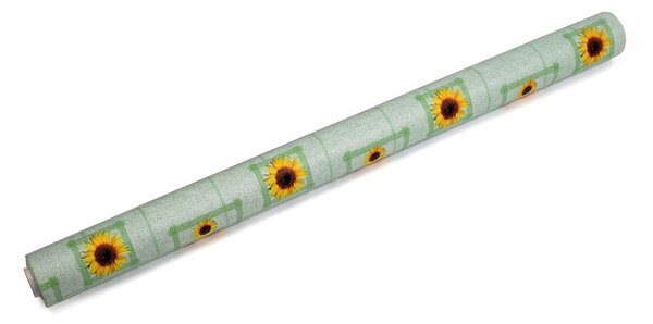 Ubrusovina PVC s textilním podkladem - 36 zelená kopretiny