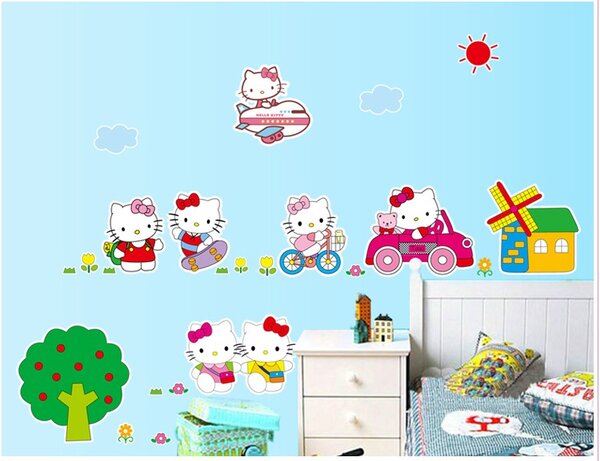 Živá Zeď Samolepka Hello Kitty na výletě