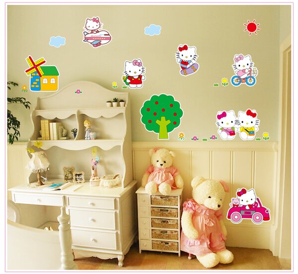 Živá Zeď Samolepka Hello Kitty na výletě