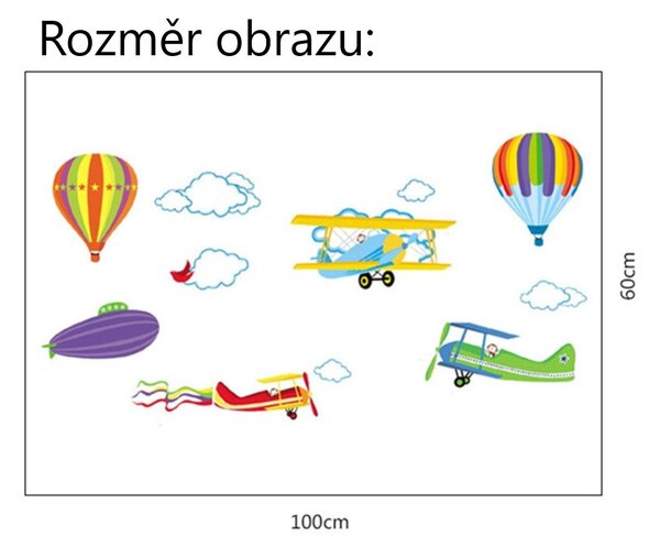 Živá Zeď Samolepka Létající balony a letadla