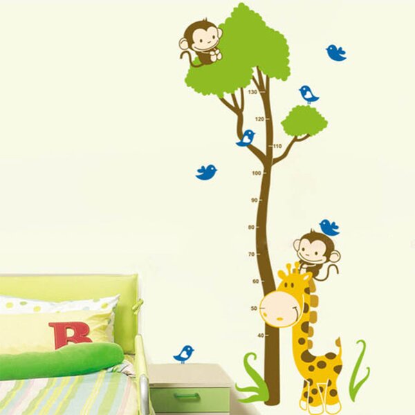 Živá Zeď Samolepka metr Žirafa s opičkami