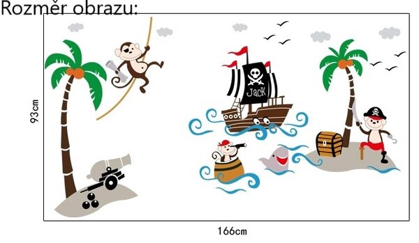 Živá Zeď Samolepka Pirátské opičky