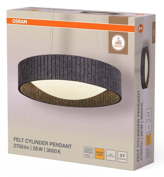 Dekorativní závěsné svítidlo Felt 28W Teplá bílá, tmavě šedé, 500 mm