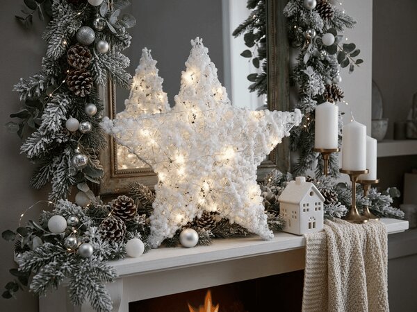 Vánoční dekorace hvězda FROSTELLE s LED osvětlením 38 cm, bílá