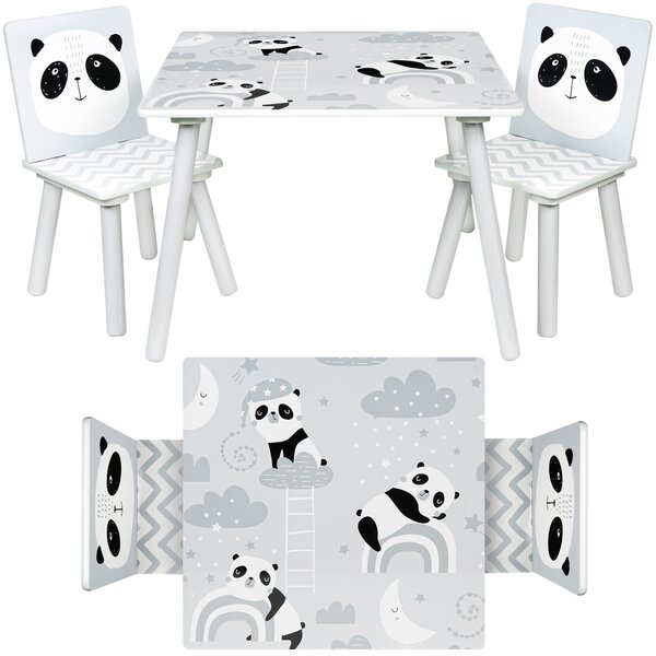Dětský dřevěný stůl s židlemi Panda