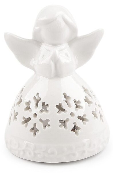 Porcelánový anděl svítící - 1 bílá vločka