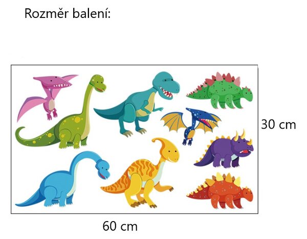 Živá Zeď Samolepka Barevní dinosauři