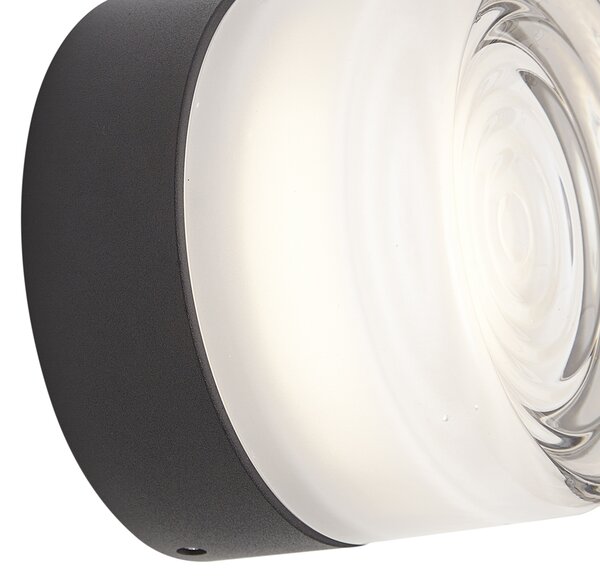 Designová nástěnná lampa černá s opálovým sklem IP44 - Michele