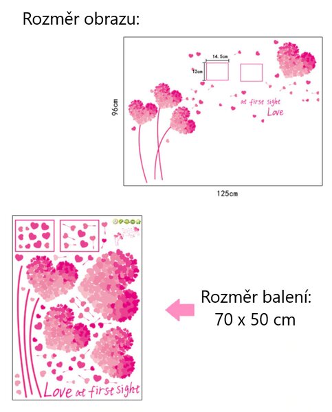 Živá Zeď Samolepka Květy lásky růžové