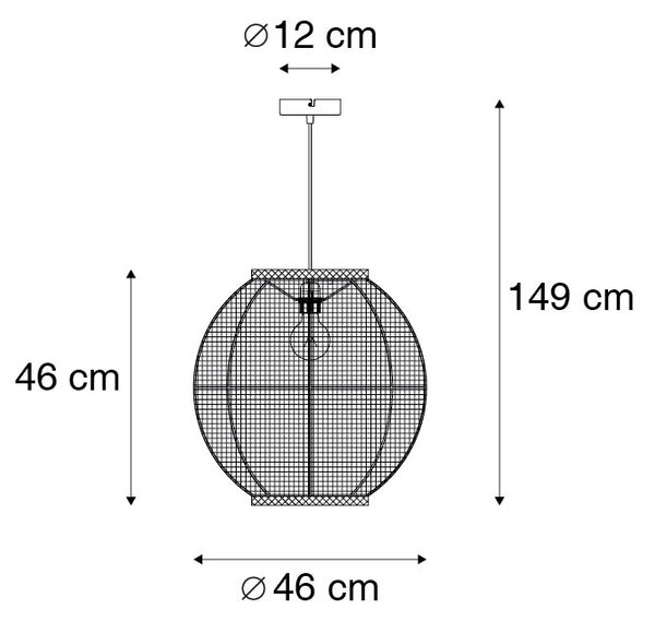 Orientální závěsné svítidlo hnědé 46 cm - Rob