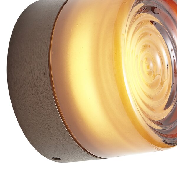 Designová nástěnná lampa tmavě bronzová s jantarovým sklem IP44 - Michele