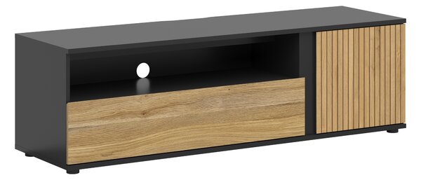 Tv stolek/skříňka BRW Luen (černá + dub tegola + dub mauvella)