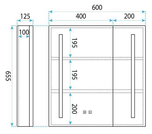 Zrcadlová skříňka s LED osvětlením M1015-60 60x65
