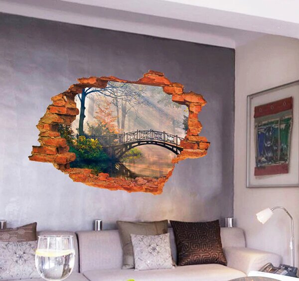 Živá Zeď 3D Samolepka Výhled na most