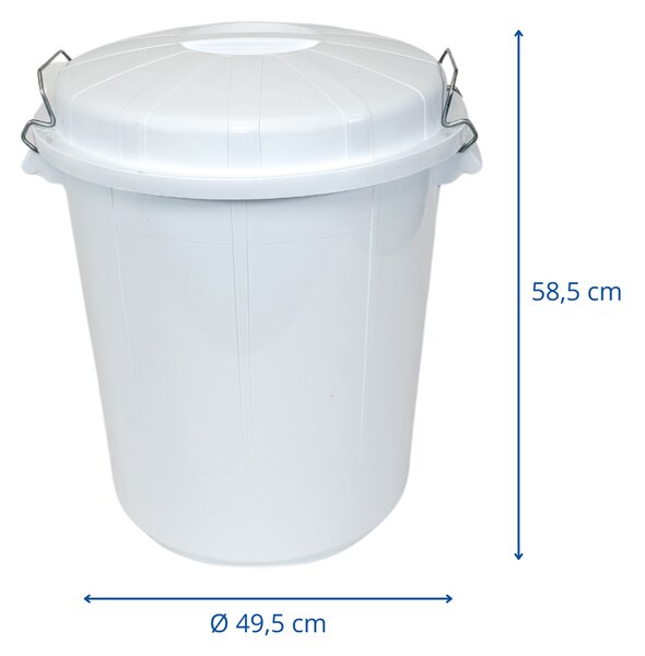 Denox nádoba na odpad s víkem INDUSTRIAL, 70 L gastro, uzavírání, bílý, pevný plast