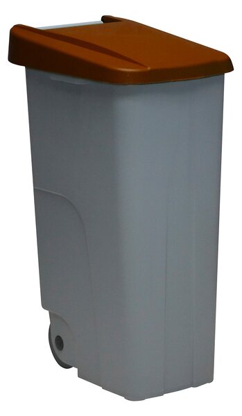 Denox odpadkový koš RECICLO na tříděný odpad 110 L, hnědé víko, plastový s kolečky