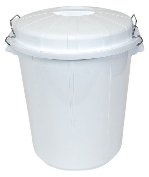Denox nádoba na odpad s víkem INDUSTRIAL, 70 L gastro, uzavírání, bílý, pevný plast