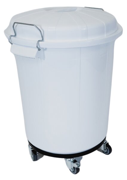 Denox nádoba na odpad s víkem INDUSTRIAL, 70 L gastro, uzavírání, bílý, pevný plast