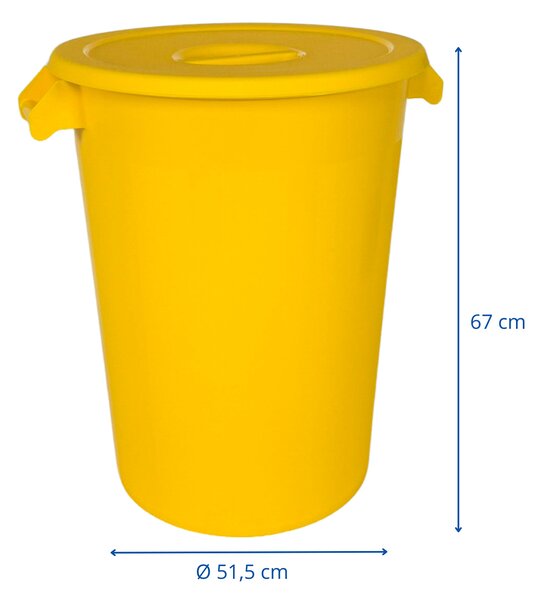 Denox nádoba na odpad s víkem INDUSTRIAL, 100 L, gastro, žlutý, pevný plast